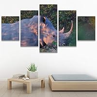 SIGNWIN 5 Panel Canvas Wall Art Animals Black and White Dramatic Duotone Modern Artwork for Home Decorations Ready to Hang - 60