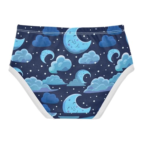 Whimsical Night Sky Moon Cloud Blue Girl Panties Cute Girls Underwear Toddler Cotton Animal Briefs Kids Undies 2t2