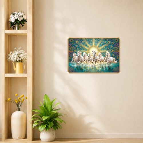 Image of 7 Running Horses Vastu Photo Frame, 8x12 Inch
