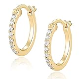 Picture of Jewlpire 14K Gold Plated Hoop Earrings for Women, 20mm 14K Gold Plated Hoop Earrings Lightweight Small Huggie Earring - 06 Style