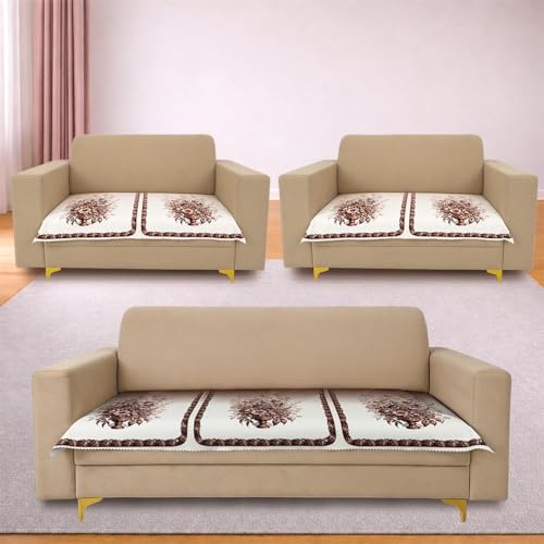 Image of Homerz Premium 'Luxe Series' Holland Velvet Sofa Cover | Smooth Finish | Anti-Skid Fleece Backing | Soft Touch Couch Protector for Living Room (Rust, 7 (3+2+2) Seater, Only Seat Cover)