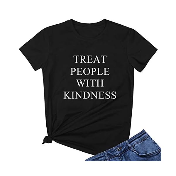 LOOKFACE Women Cute T Shirt Junior Tops Teen Girls Graphic Tees Black Medium