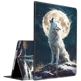 Case for Samsung Galaxy Tab S10 Plus 2024/S9 FE+/S9 Plus 12.4 Inch 2023 - SM-X820/X826B/X610/X616B/X810/X816B ,Slim Fit Foldable Standing Cover Case with Auto Sleep/Wake ,White Wolf Moon