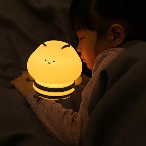 Image of Bee Night Light Animal Pat Light Industrious 3 Levels Soft Warm Light Can be Adjusted Dreamlike Dazzling Tap Touch Boys and Girls Room Decor