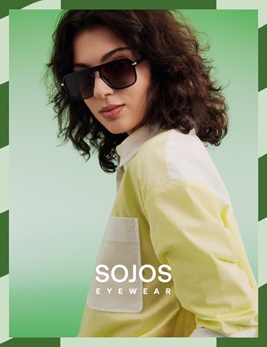 SOJOS Retro Aviator Polarized Sunglasses for Men Women Trendy Vintage Square Pilot Mens Shades SJ23704