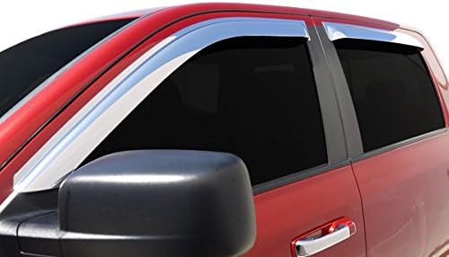 Triple Chrome 4pcs Set Tape-On Window Visor/Wind Deflectors for 2009-2014 Ford F150 Crew Cab Only Super Crew Super Crew and Crew Cab Only