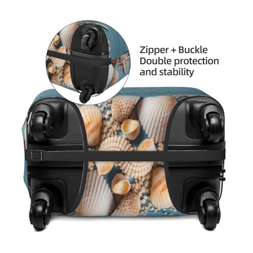 Beach Wooden Starfish Seashell Travel Luggage Cover Elastic Suitcase Covers Washable Anti Scratch Luggage Dust Covers Protector, Fits 29-32 inch Luggage, XL3
