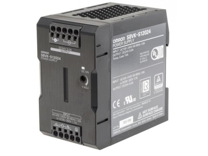 OMRON S8VK-S12024 100-240 VAC, 120 WATT, 24 VDC, 5 AMP, Power Supply, Push in, Switch Mode