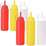 ▶Value Pack：Set enthält 6 Quetschflaschen, In den leuchtenden Farben Rot, Transparent & Gelb, je 2 davon, Erfüllen Sie den täglichen Bedarf, sie auf Ihren Küchenarbeitsplatten zeigen.