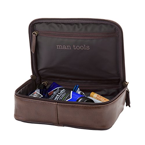 HOJ CO. Jack Zip Around Toiletry Bag - Canvas & Leather Men's Dopp Kit - Toiletry Organizer