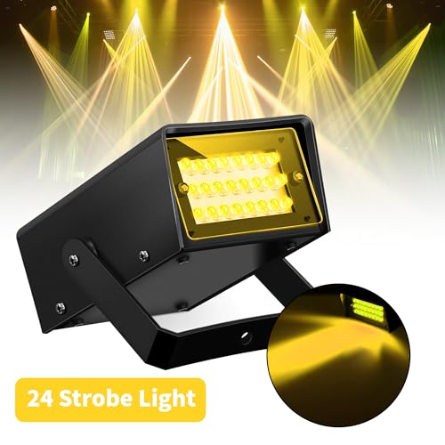 Image of ENUOLI Mini LED Strobe Light Yellow Color 24 Super Bright LED Party Light | Variable Speed Control Mini LED Strobe Light for Christmas Clubs Stage Light Effect DJ Disco Bars Parties Halloween (Yellow)