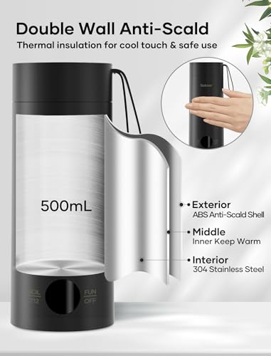 Sekaer Small Travel Portable Electric Kettle, Mini Tea Kettle Hot Water Boiler, 0.5L & 500Watts, with 4 Variable Presets and 304 Stainless Steel, SKE-850B - Image 6