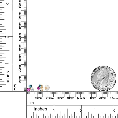 Gem Stone King 14K Yellow Gold Customized and Personalized 3MM Round Gemstone Birthstone Trio 3 Stone Stud Earrings For Women | Fine Jewelry Gifts for Her Mom Women Wife4