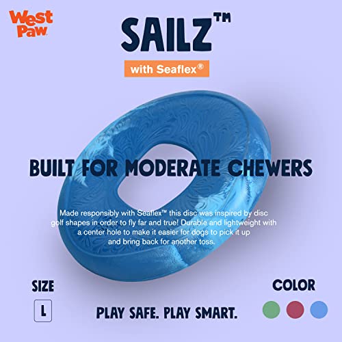 WEST-PAW-Seaflex-Sailz-Dog-Toy-Flying-Disc--Machine-Washable-Dog-Toys-for-Moderate-Chewers--Eco-Friendly-Zogoflex-Toys-for-Dogs--Perfect-for-Gnawing-Fetch-Catch-Pet-Training--Surf
