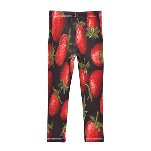 Toddler Girls Leggings Printed Yoga Pants Leggings Strawberry Black Background for Kids2