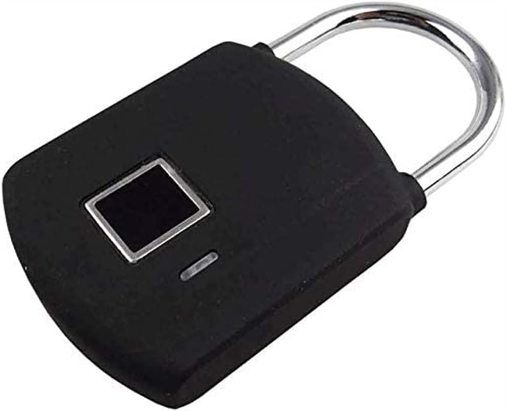 Fingerprint Padlock, Smart Security Lock, Suitable for House Door, Suitcase, Backpack, Gym, Bike, Office, USB Rechargeable, Waterproof, Black