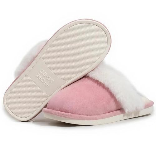 Afellicy Womens Memory Foam Slippers Warm Faux Fur House Shoes Indoor and Outdoor Lining Bedroom Fuzzy Slipper3