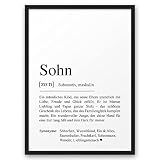 SOHN Definition ABOUKI Kunstdruck Poster Bild Geschenk-Idee Söhne Kinder 18. Geburtstag Volljährigkeit Schulabschluss Weihnachten ungerahmt DIN A4
