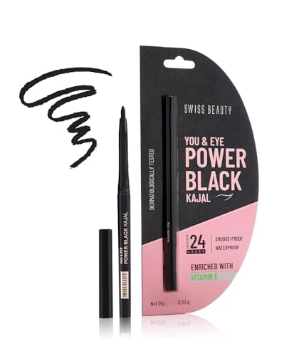 Swiss Beauty You & Eye Power Black Kajal | Waterproof & Smudge-Pr...