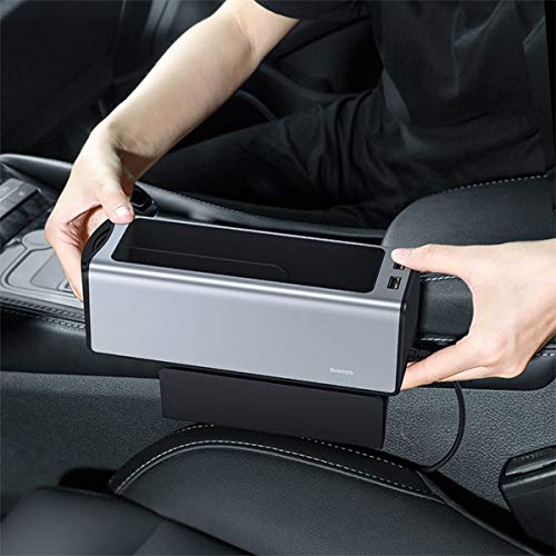 baseus deluxe metal dual usb arac koltuk arasi organizer gri amazon com tr