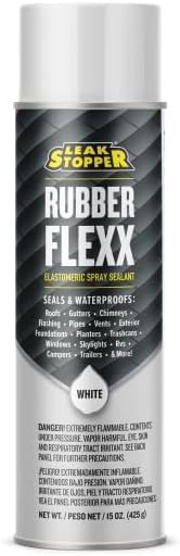 Leak Stopper Rubber Flexx – Waterproof Repair & Sealant Spray - Point & Spray to Seal Cracks, Holes, Leaks, Corrosion & More | White – 1 Bottle 15 Ounces
