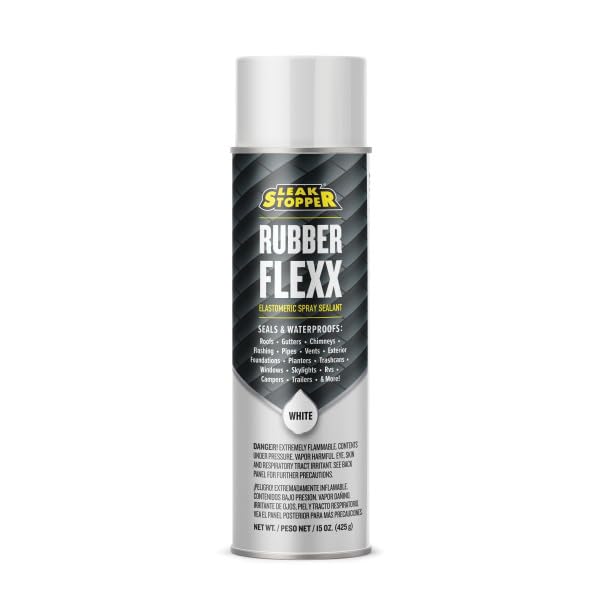 Leak Stopper Rubber Flexx – Waterproof Repair & Sealant Spray - Point & Spray to Seal Cracks, Holes, Leaks, Corrosion & More | White – 1 Bottle 15 Ounces