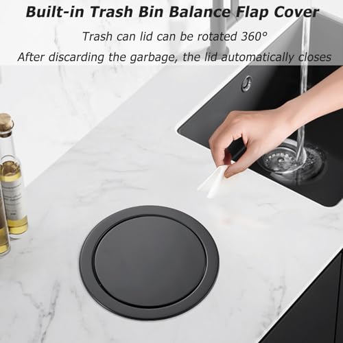 Caneca de basura empotrada para cocina con tapa negra miniatura 5