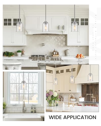 Image of zeyu 2-Pack Glass Rod-Hung Pendant Lights, Brushed Nickel, ZSL104MIL-2 BN