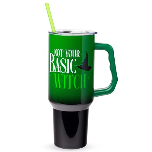 Silver Buffalo Wicked Elphaba, Double Walled Stainless Steel Tumbler, 40oz