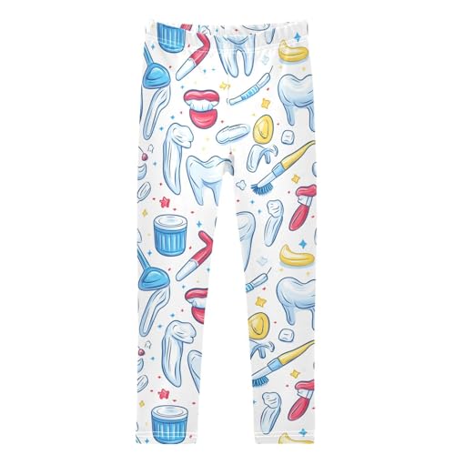 Dental Tooth Star Colorful Girls Leggings Kids Yoga Pants Dance Active Tights 4T