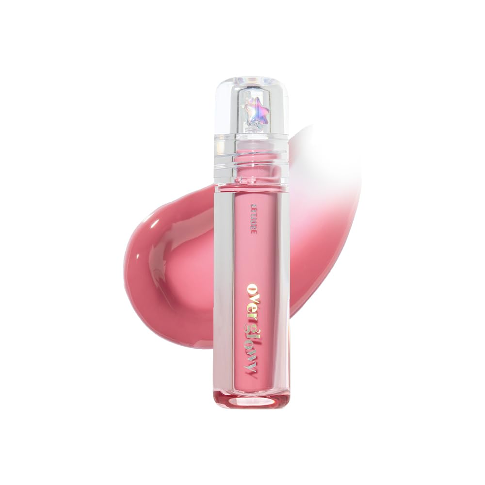 ETUDE Over Glowy Gloss Tint #4 Pink Marshmallow | Non-Sticky Vegan Lip Tint | Moisturized & Long-lasting Lip Gloss | Daily Tint for Dry Lips, Korean Makeup, K-beauty, Perfect for Gift