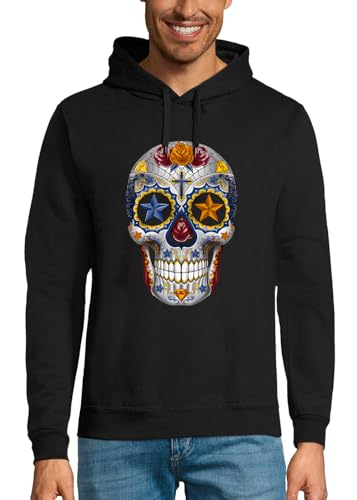 Sweat à capuche crâne mexicain homme avec motif de diamants imprimé