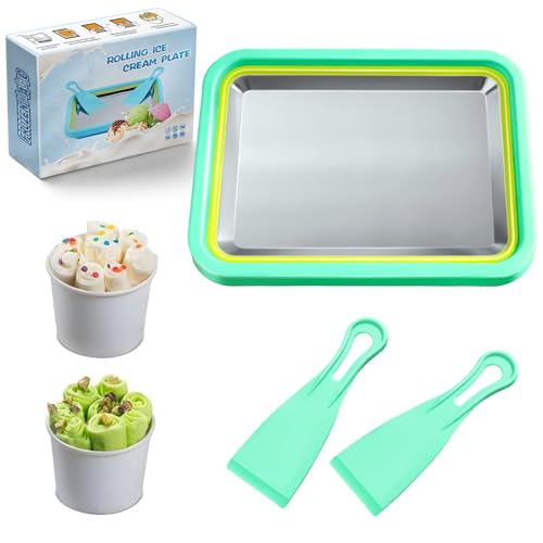 Nenkarn Mini Rolled Ice Cream Maker, Frozen Yogurt Rolls Tray, Instant Cold Plate Ice Cream Maker, Homemade DIY Smoothies, Ideal for Family Hands-on Activities (Mint Green) Nenkarn Mini Rolled Ice Cream Maker, Frozen Yogurt Rolls Tray, Instant Cold Plate Ice Cream Maker, Homemade DIY Smoothies, Ideal for Family Hands-on Activities (Mint Green)