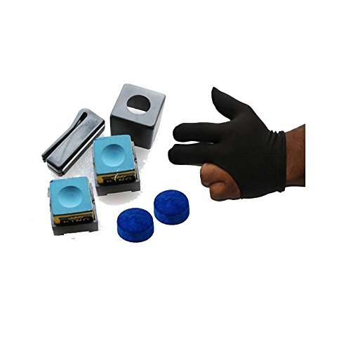 Laxmi Ganesh Billiard LGB Plastic Chalk Holder 2pcs Chalk 2pcs Tip & Gloves