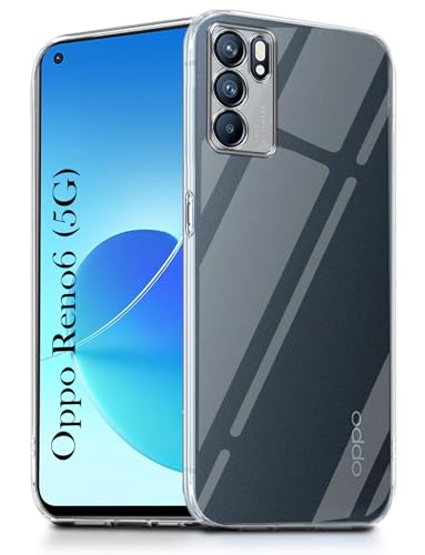 Image of Jkobi Back Cover for Oppo Reno6 5G | Reno 6 5G (Silicone Clear Shockproof Case with Camera Protection | Soft and Flexible | Transparent)