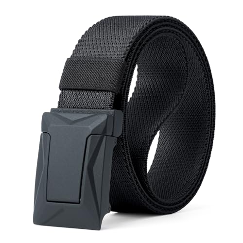 Tactical Belt for Man - Elastic Nylon golf belts, 1.5” No Holes Adjustable rachet Belt come in a Gift Box