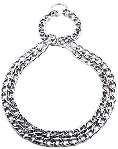 Guxl Dog Martingale Pinch Choke Collar - Heavy Duty Titan Training Slip P Chain Dog Collar - Adjustable 2 Row Chrome For Small Medium And Large Dogs (Xl-24, Suitable For Neck19-22") #TOP2