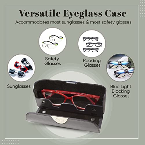 Eyecarry Charcoal Gray Eyeglasses Case, Soft Vegan Leather Glasses Holder, Patented Open Face Design For Easy One-Handed Access, Hard Shell Case For Men Or Women Sunglasses, Reading Glasses & More #TOP4
