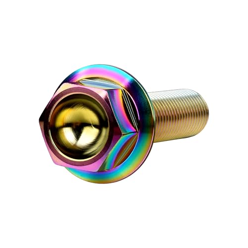 Image of Ti Screws M10 x 20 25 30 35 40 45 50 55 60 65 70 75 80 90 100mm 1.25 Pitch Titanium Flange Hex Bolt Pack of 4 (Rainbow, M10x40mm)