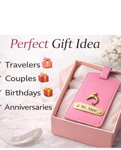 Image of Thebaegift Personalized Luggage Tag with Custom Name - Premium Vegan Leather Travel Tag - Engraved Name ID Tag for Suitcase, Backpack - Unique Gift for Travelers, Couples, Birthday & Anniversary