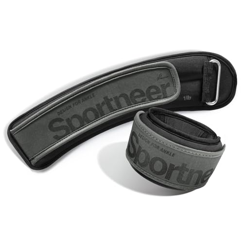 Sportneer Ankle Weights 1 LBS Pair Wrist Leg Arm Weights for Women Men Kids Child with Adjustable Straps, Strength Weighted for Jogging Running Walking Fitness Gym Workout (Black, 1 lb x 2)