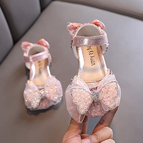Princess Sandals For Girls Fashion Spring And Summer Girls Sandals Dress Dance Show Princess Shoes Flat Bottom (Pink-1, 6 Toddler)3