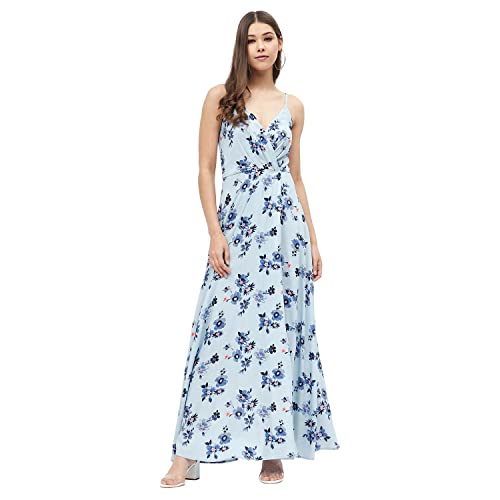 Image of Harpa Women's Rayon Modern Maxi Casual Dress (GR6387A-SKY Blue Sky Medium)