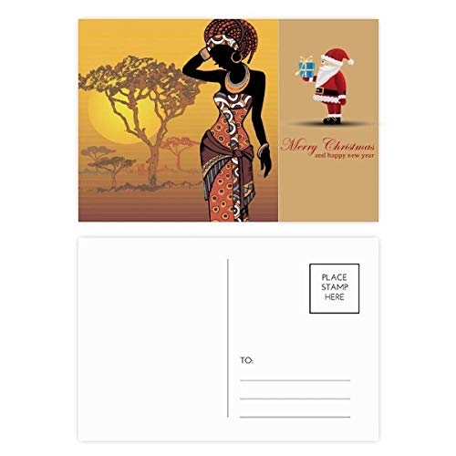 Set de carte Savane Africaine Noire Femmes Père Noël, le cadeau idéal pour écrire