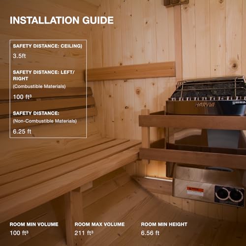 Image of Harvia KIP Wall Mount Electric Sauna, 220V-240V, 4.5kW, Dial Controls