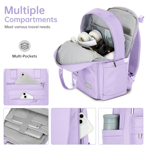 Image of Luggage Sets 5 Piece, Large Suitcase Set with Spinner Wheels, Carry on Luggage Set with Backpack for women (3 piece set,Lavender)