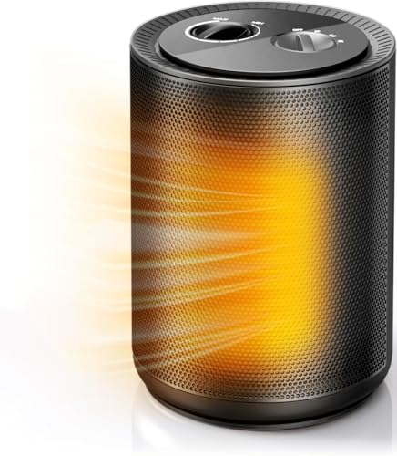 Electactic Small Space Heater for Indoor Use, Portable Electric Heater with Remote, Thermostat, Child Lock and Overheat Protection ETL, 3 Heating Modes Electric Fan for Office/Bedroom,1500W(Black)