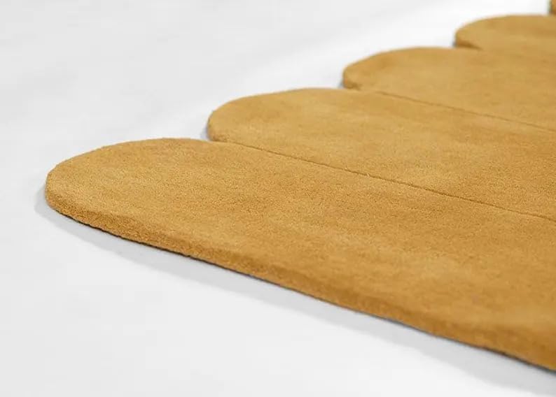 10'x12' Mustard Hand Tufted Area Rug, Modern Scalloped Edge Carpet for Living Room Bedroom Nursery