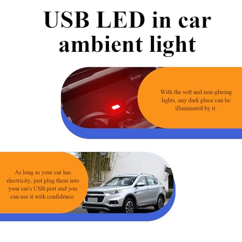 Lámpara LED USB para Interior de Auto 4 piezas Rojo miniatura 5