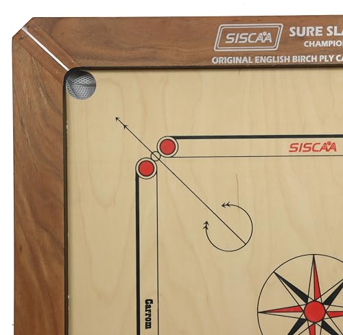Image of KNK Carrom Board Sure SLAM Indoor Board Game Approved by Carrom Federation of India & Maharashtra Carrom Association (Champion, 20mm)